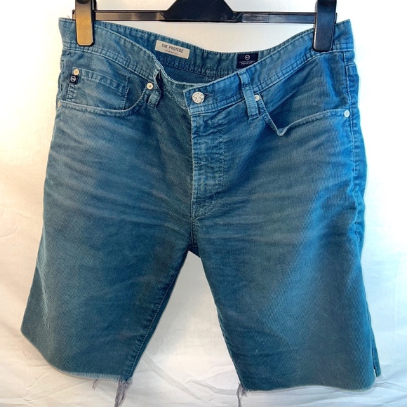 AG Adriano Goldschmied - Mens 34 Protege Straight Cut-Off Shorts - Blue Corduroy - Picture 2 of 8
